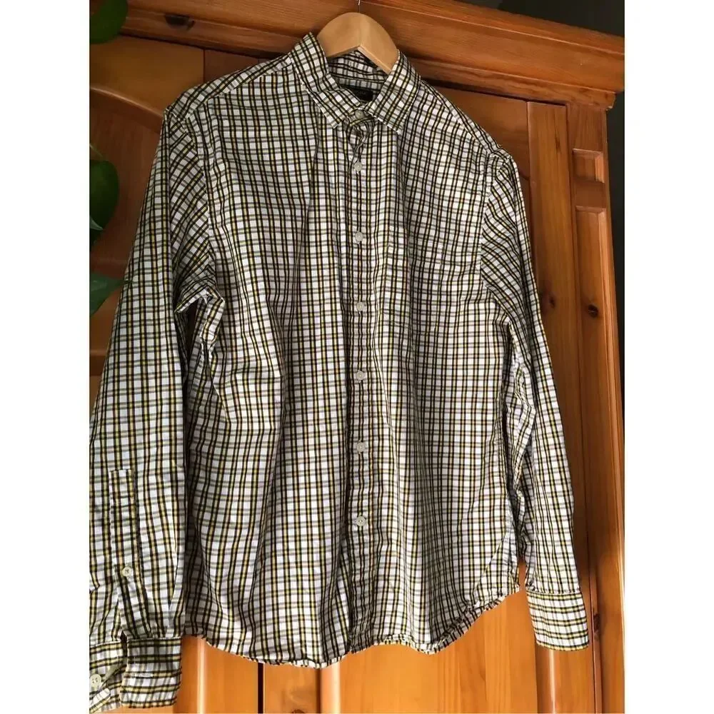 BANANA REPUBLIC Organic Cotton Plaid Multi Button up Shirt SZ M